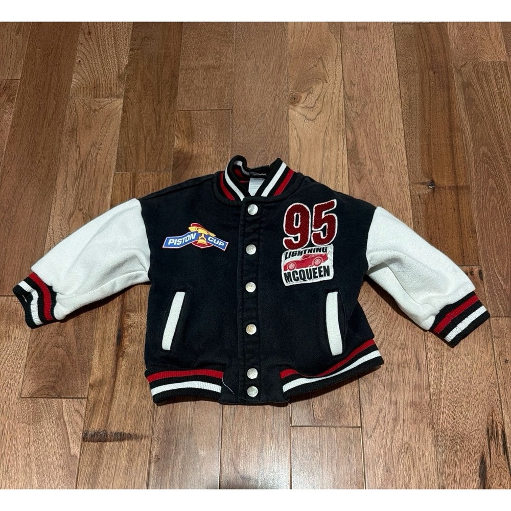 Kids Lightning McQueen Piston Cup Varsity Jacket Toddler 2T Disney Pixar
